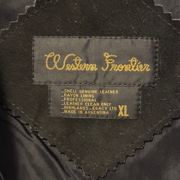 Vintage WESTERN FRONTIER leather vest 44 black SUEDE cowboy waistcoat XL rancher - Picture 11 of 11